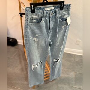NWT Altar'd State Womens Relaxed Distressed Jeans - Light Blue, Size 25
